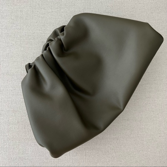 Leather Olive Green Dumpling Shoulder Clutch Pouch It Bag - Picture 7 of 11